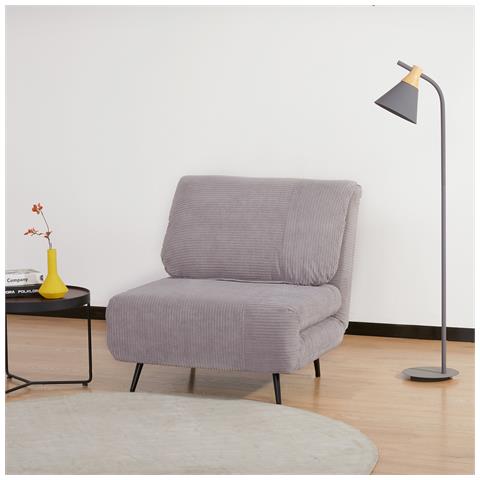 Poltrona Letto 2 In 1 Singola, Schienale Regolabile Su 3 Livelli E Imbottito, Struttura In Legno E Acciaio - Foto 2