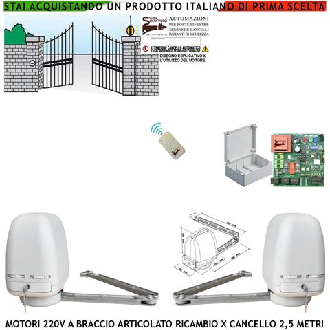 Motori Cancello Elettrico 220 V A Compasso Braccio Articolato Ricambio Cancello Automatico 5 Metri 2 Ante Battenti Da - Foto 1