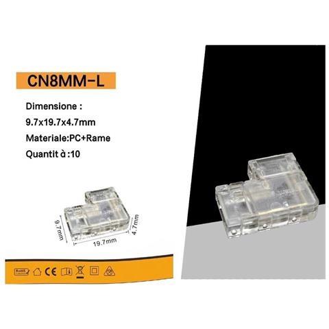 10 Angoli Per Striscia Led Cob Angolo 8 Mm Connettori Collegamento - Foto 2