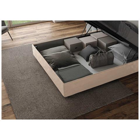 Letto Contenitore Imbottito 140x210 Microfibra Sabbia Mika - Foto 2