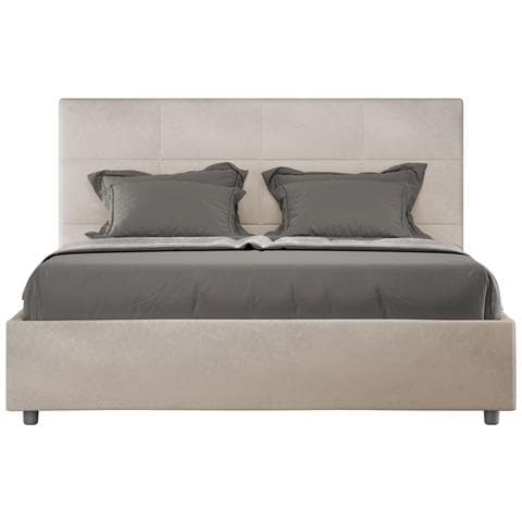 Letto Contenitore Imbottito 140x210 Microfibra Sabbia Mika - Foto 1