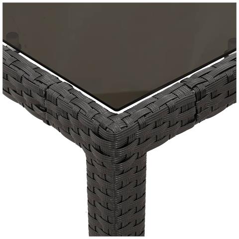 Set da Pranzo da Giardino 5 pz Nero con Cuscini in Polyrattan - Foto 2