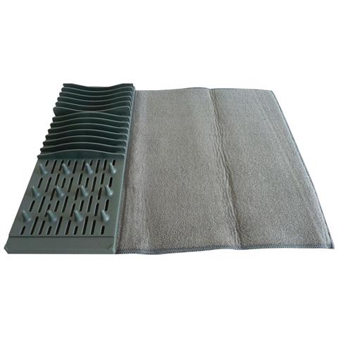 Scolapiatti Cola Piatti 2in1 in Plastica con Panno in Microfibra Scola Posate - Foto 2