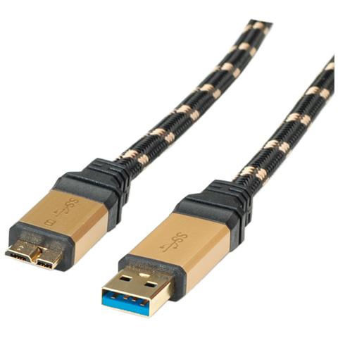11.02.8879 cavo USB USB 3.2 Gen 1 (3.1 Gen 1) 2 m USB A Micro-USB B Nero, Oro - Foto 3
