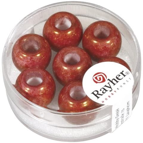 3 Pezzi - Perline In Vetro Opaco Con Foro Grande Ø12mm L. 5 Mm - Colore Rosso Classico - Foto 1