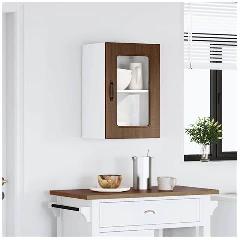 Pensile Da Cucina Con Porta In Vetro Kalmar Rovere Marrone - Foto 3