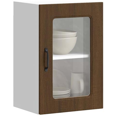 Pensile Da Cucina Con Porta In Vetro Kalmar Rovere Marrone - Foto 1