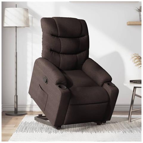Poltrona Alzapersona Reclinabile Marrone Scuro In Tessuto - Foto 1