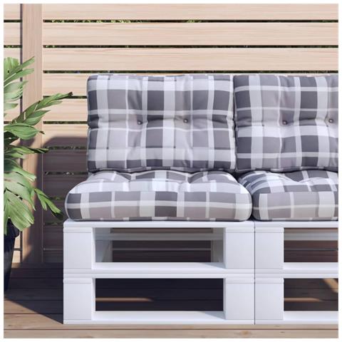 Cuscino Per Pallet A Quadri Grigi 60x40x12 Cm In Tessuto - Foto 1