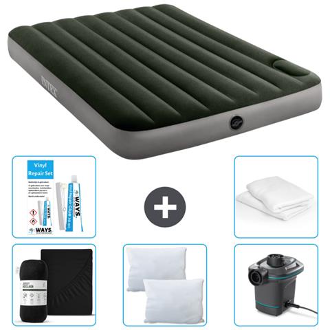 Set Materassino Gonfiabile - 191x137x25 Cm - Verde - Include Accessori Coordinati Cb6 - Foto 1