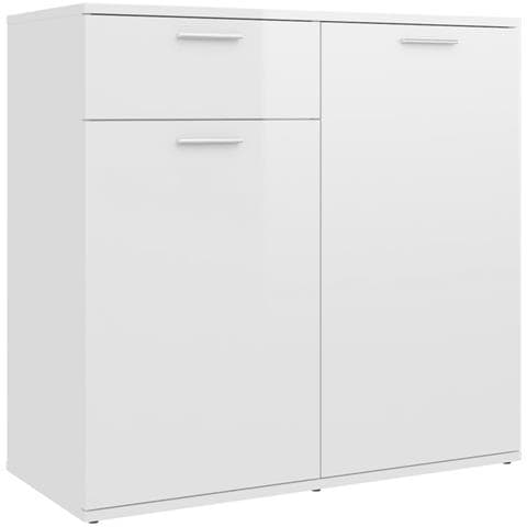Credenza Bianco Lucido 80x36x75 Cm In Legno Multistrato - Foto 1