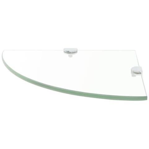 Scaffale Angolare Supporti Cromati In Vetro Trasparente 25x25cm - Foto 1
