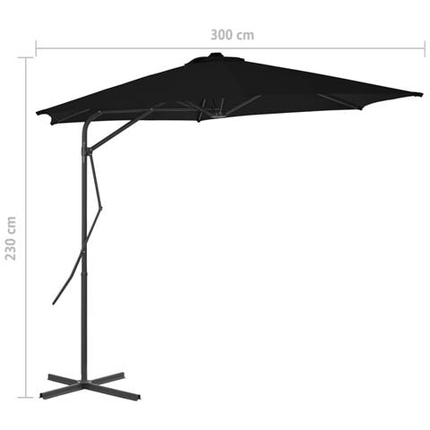 Ombrellone Da Giardino Con Palo In Acciaio Nero 300x230cm - Foto 7