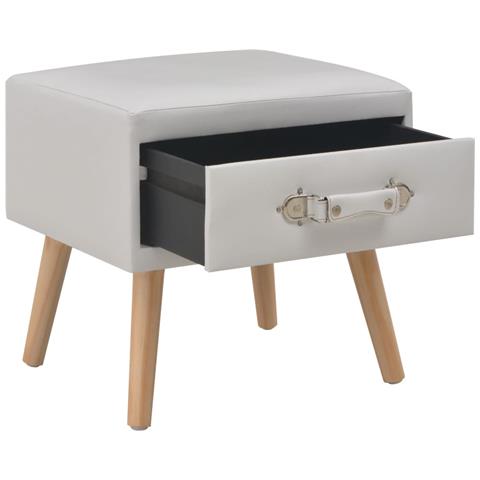 Comodino Bianco 40x35x40 Cm In Similpelle - Foto 1