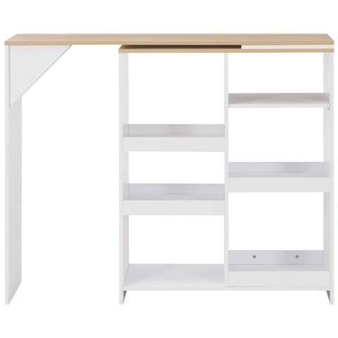 Tavolo Da Bar Con Scaffale Mobile Bianco 138x39x110 Cm - Foto 1