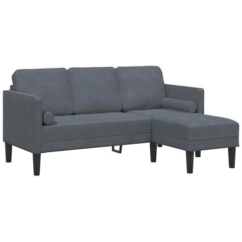 Sofa a 3 posti con chaise longue L grigio scuro in velluto 160 cm - Foto 1