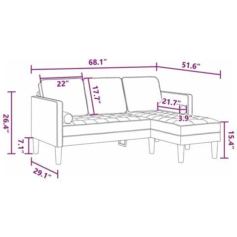Sofa a 3 posti con chaise longue L grigio scuro in velluto 160 cm - Foto 9