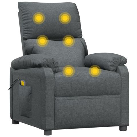Poltrona Massaggiante Grigio Scuro in Tessuto - Foto 1