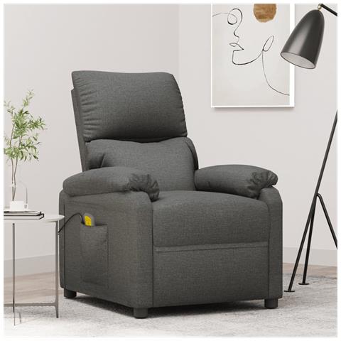 Poltrona Massaggiante Grigio Scuro in Tessuto - Foto 2