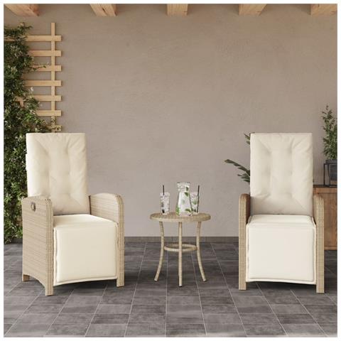 Sedie da Giardino Reclinabili 2 pz con Poggiapiedi Polyrattan - Foto 2
