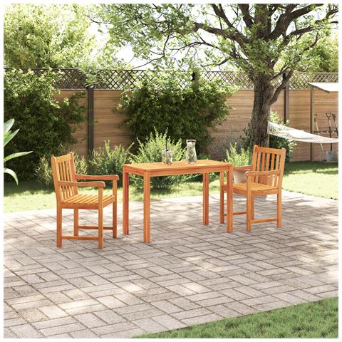 Set da Pranzo da Giardino in 3 Pezzi in Legno Massello di Acacia - Foto 2