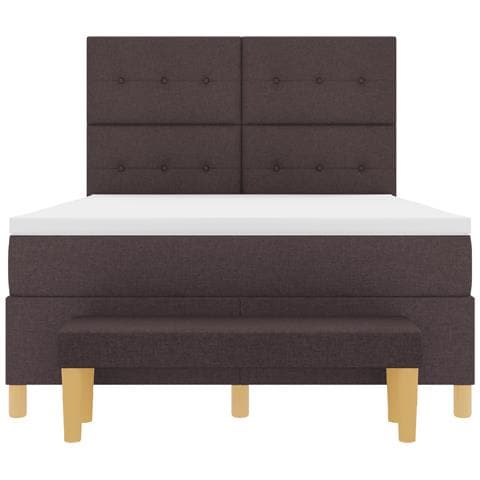 Letto con rete a doghe, Materasso e Panchina Marrone Scuro 140x200 cm Tessuto - Foto 9