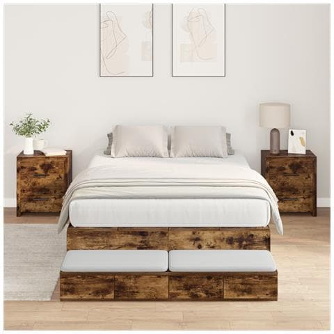 Struttura letto rovere affumicato 120x200 cm - Foto 2