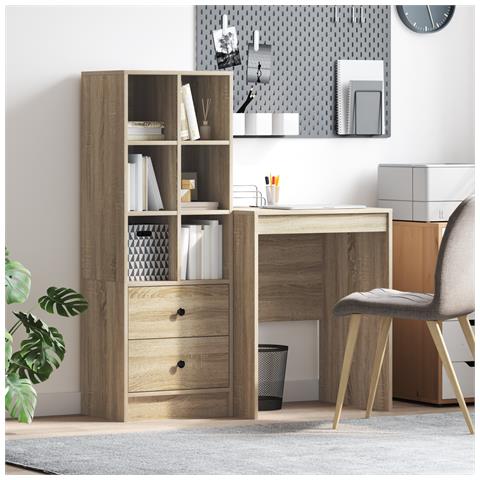 Scrivania con Stoccaggio Rovere Sonoma Legno Ingegnerizzato - Foto 2
