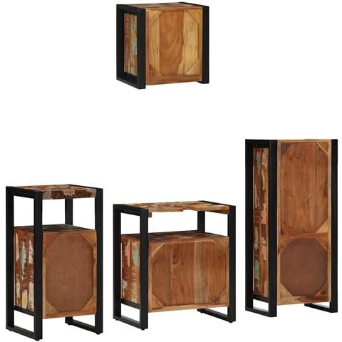 Set di mobili per il bagno 4 pcs Legno massello riciclato - Foto 9