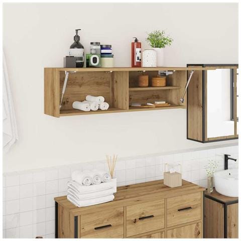 Mobiletto da Bagno Rovere Artigianale 100x25x30 cm Truciolato - Foto 2