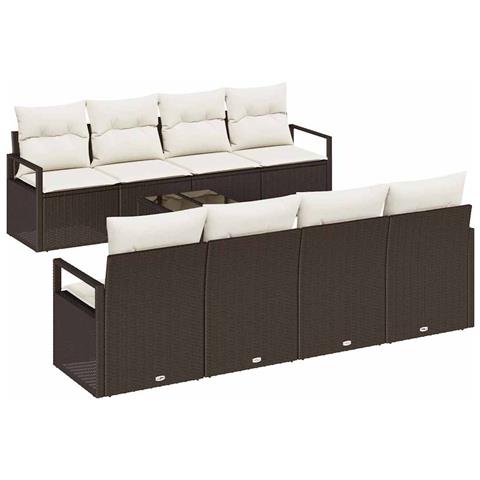 Set Divano da Giardino 9 pcs Marrone e Crema 55 x 55 x 37 cm - Foto 1