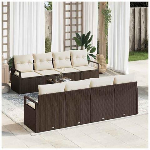 Set Divano da Giardino 9 pcs Marrone e Crema 55 x 55 x 37 cm - Foto 2