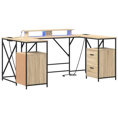 Scrivania rovere sonoma 182 x 101 x 87.5 cm Legno multistrato - Foto 1