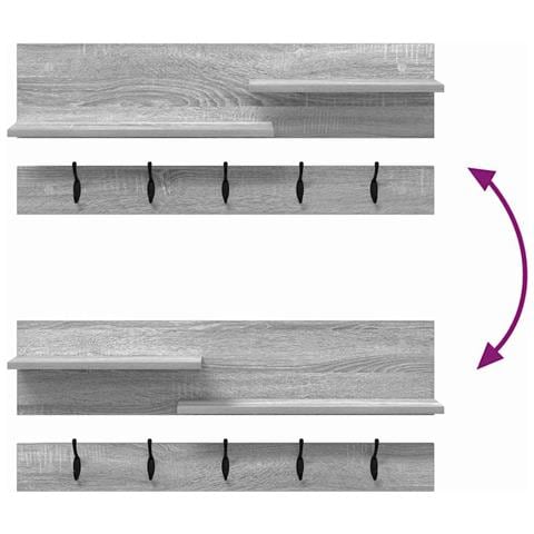 Appendiabiti a muro Grigio sonoma 90 x 15 x 36 cm - Foto 9