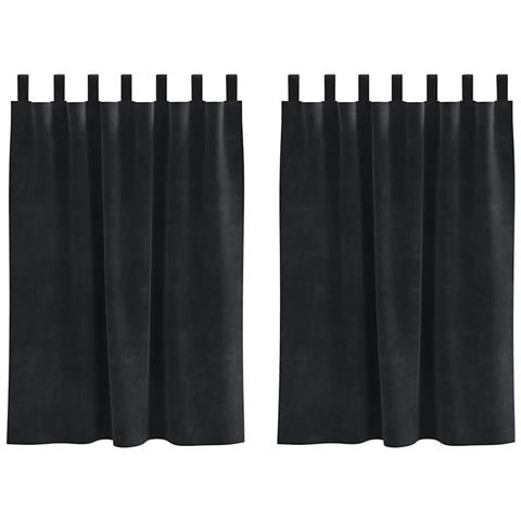 Tende con tende 2 pcs Nero 140 x 140 cm Velluto - Foto 1