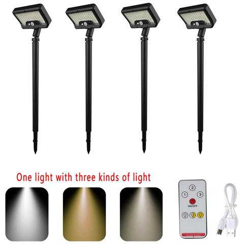 Set Da 4 Luci Solari A Led Per Vialetti Con 3 Temperature Di Colore E Sensore Di Movimento - Foto 1