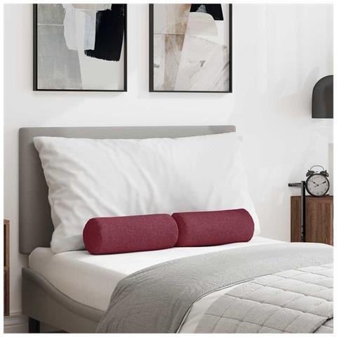 Cuscini a rullo 2 pcs Rosso Vino Ø 15 x 40 cm Tessuto - Foto 2
