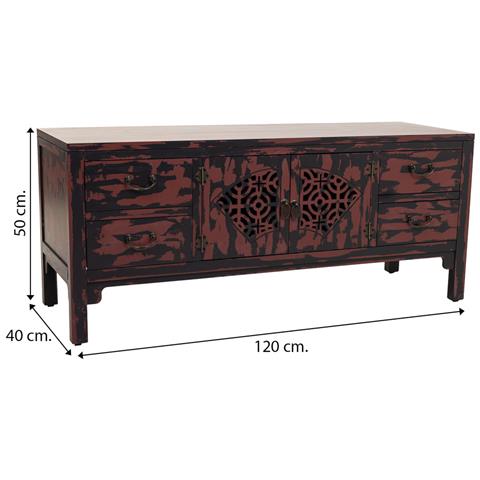 Mobile Base In Legno Rosso 120x40x50h - Foto 7