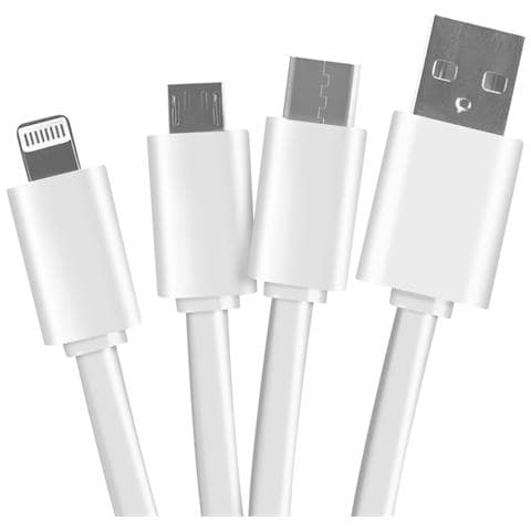Cavo Usb 3 In 1 Micro-usb / Usb-c / Lightning Design Portachiavi Astrologia Gemelli, Bianco - Foto 5