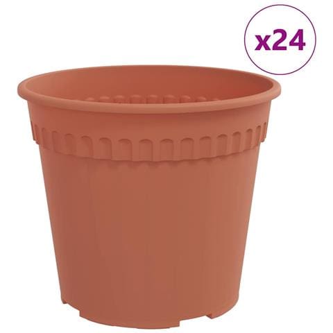 Vaso Rotondo per Fiori 24 pcs Rosso Mattone Ø 19 x 16 cm - Foto 1