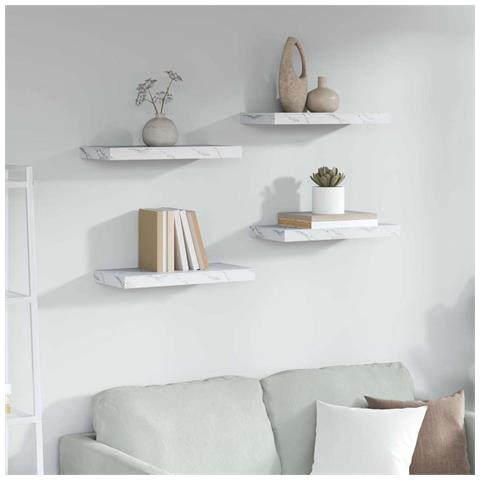 Scaffale da parete 4 pcs Marmo Bianco 50 x 23,5 x 4 cm - Foto 2