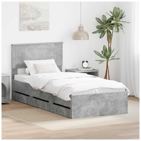 Struttura del letto con cassetto Grigio cemento 90 x 200 cm - Foto 2