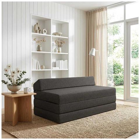 Divano Letto Pieghevole Grigio Scuro 120 x 60 x 49 cm Tessuto - Foto 2