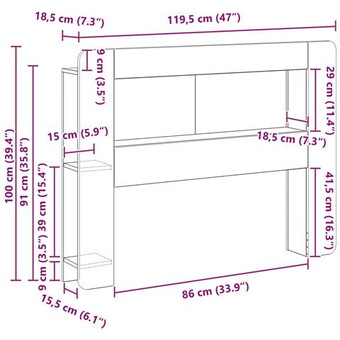 Testata del letto Legno antico Legno ingegnerizzato - Foto 7