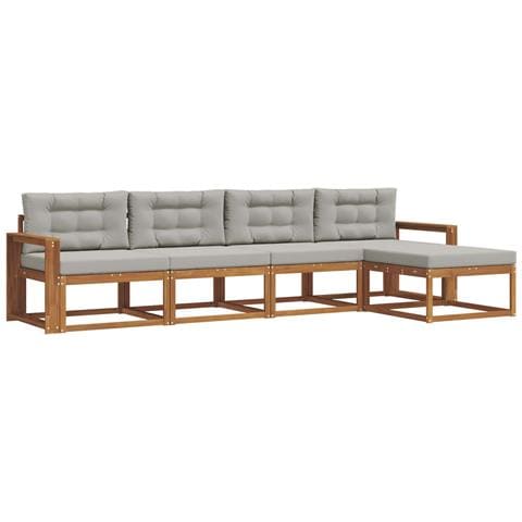 Set di divani da esterno 5 pcs Grigio Naturale e Chiaro - Foto 1