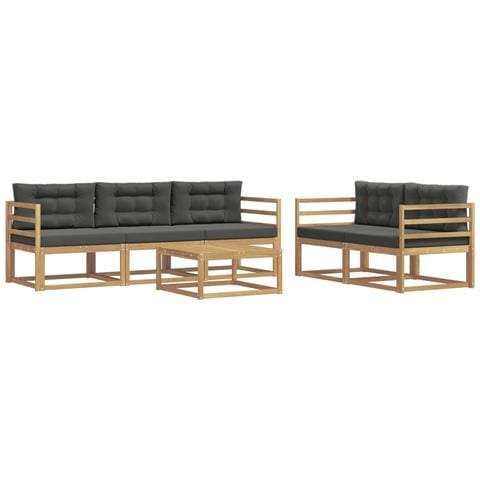 Set di divani da esterno con cuscino 6 pcs Bianco e Antracite - Foto 1