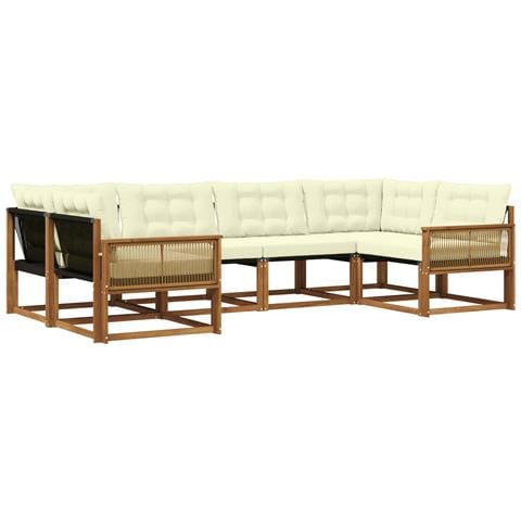 Set di divani da esterno con cuscino 6 pcs Naturale e Crema - Foto 1