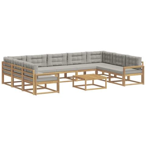 Set di divani da esterno 10 pcs Bianco e Grigio Chiaro - Foto 1