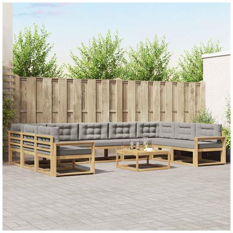 Set di divani da esterno 10 pcs Bianco e Grigio Chiaro - Foto 2