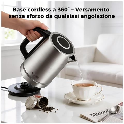 Bollitore in acciaio inox FK-1907. 1.7 L. 2200 W. base 360 - Foto 4